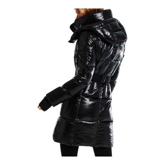 Sam Soho Quilted puffer Hooded Coat In‎ Black Size S - Picture 3 of 16
